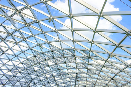 Part of glass dome in central city park Zaryadye