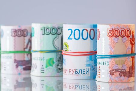 Rolls of russian roubles banknotes.の写真素材