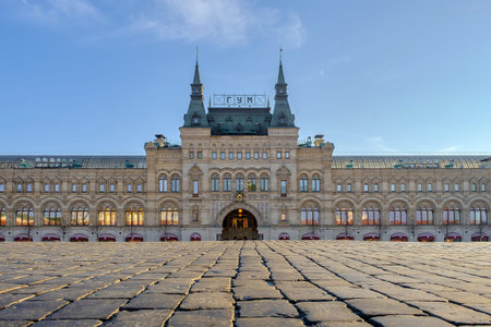MOSCOW - March 31 2019: View on main enter of state department store (GUM) on Red Square.