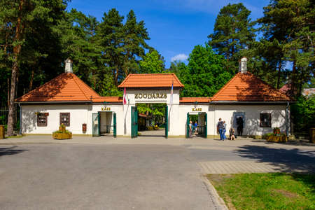 Riga, Latvia - 09 june 2018: Main entrance in Riga zoo.のeditorial素材