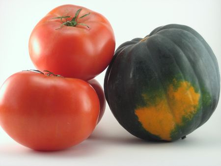Acorn squash and tomatoesの写真素材