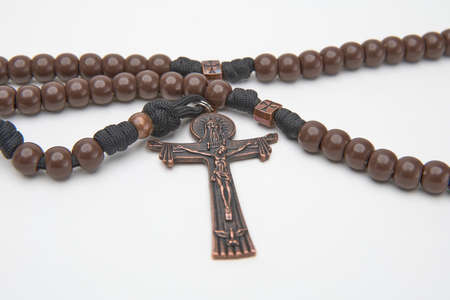 cross  rosary isolated on white (front view 02)の写真素材