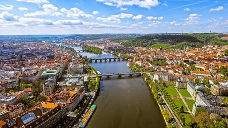 Aerial View Of Prague Cityscape Skyline In Czechia Czech Republicのeditorial素材