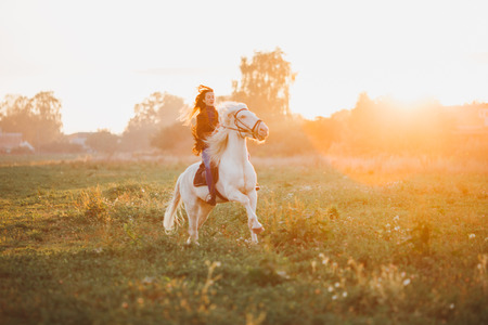 Beautiful Girl With Horse And Long Hair Royalty Free Images