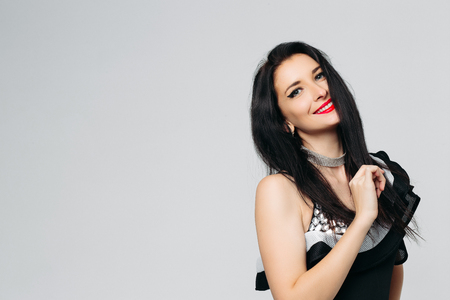 Seductive brunette woman in glamorous lingerie.の写真素材