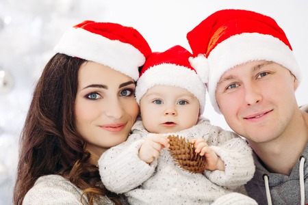 Friendly family enjoying time together before christmasの写真素材