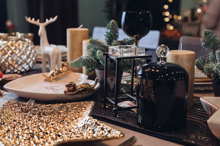 Holiday table ready for New Year celebration