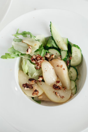 salad with pears and nutsの写真素材