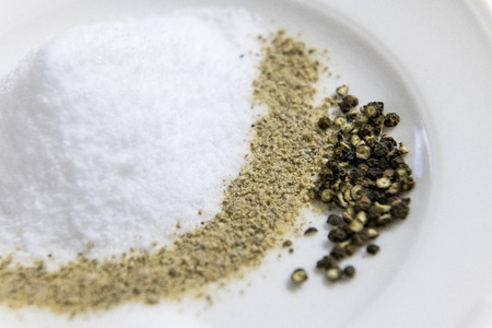 Closeup of salt and pepperの写真素材