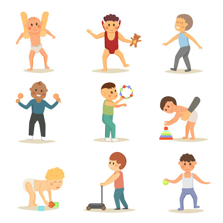 Baby kids playing illustration.のイラスト素材