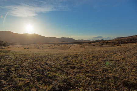 sunset in Almeria prairie, Spain