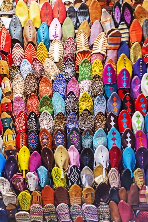 a group of colorfull slippers on a Marrakeshのeditorial素材