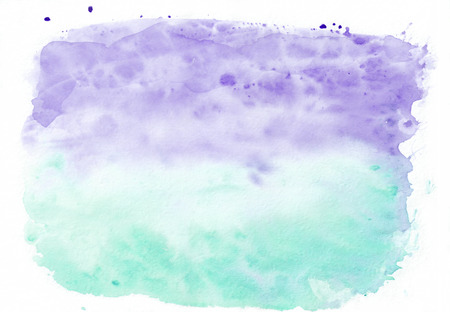 Indigo (lavander) and teal (persian green) mixed watercolor horizontal gradient background. Its useful for greeting cards, valentines, letters. Abstract art style handicraft pattern.の写真素材