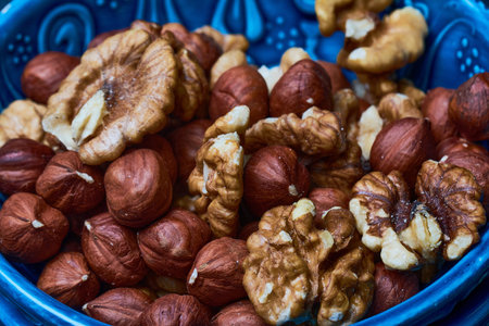 wholesale mix of nuts, almonds hazelnuts walnutsの写真素材