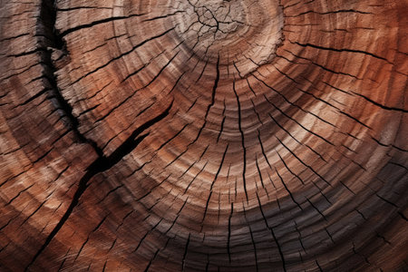 Detailed close-up shot capturing the natural beauty and warmth of wooden logs, showing the intricate texture and structure of the wood in macro detail.の素材