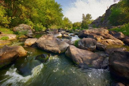 Mountain river and thresholds.の写真素材