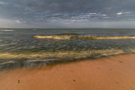 Gale ashore sea.の写真素材