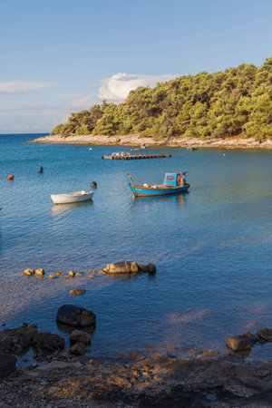 Pier and boat lagoon in Croatianの写真素材