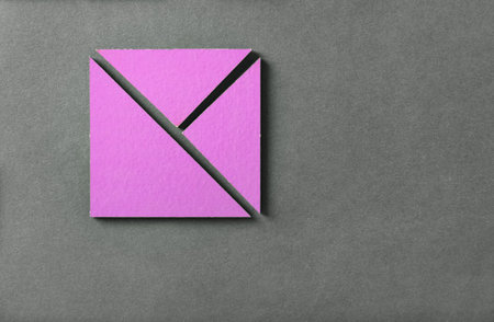 Parts of a whole with place for text. Tangram for young children. Bisness from halves. Part squares.
