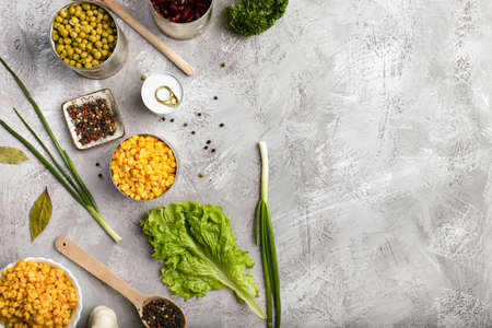 Canned beans. Useful trace elements. Ingredients for cooking. Proper nutrition, non-GMO. Organic food. Canned food, long-term storage.の写真素材