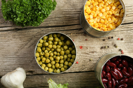 Canned beans. Useful trace elements. Ingredients for cooking. Proper nutrition, non-GMO. Organic food. Canned food, long-term storage.の写真素材