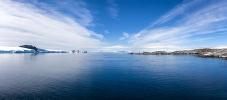 Antarctica Outstanding Natural Beauty, Paradise Bay Peninsula  Panorama from two picture merged Photo; december 27 2011の写真素材