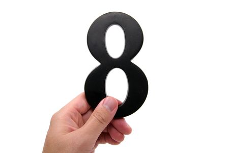 hand holding number 8の写真素材