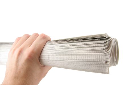 hand hold newspaperの写真素材