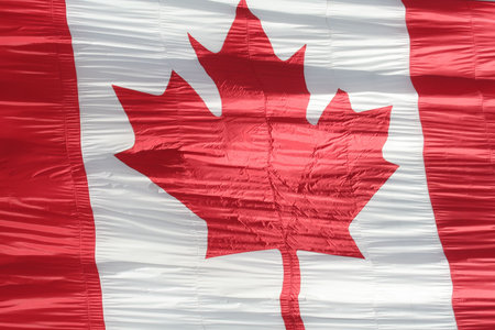 silk canadian flag close-upの写真素材