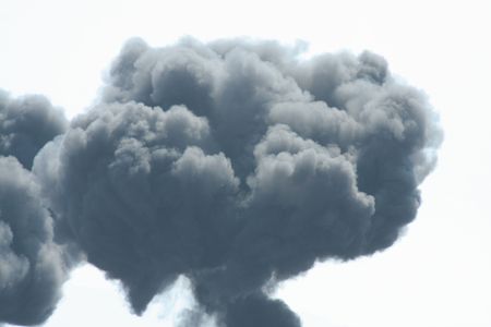 black smoke from explosionの写真素材
