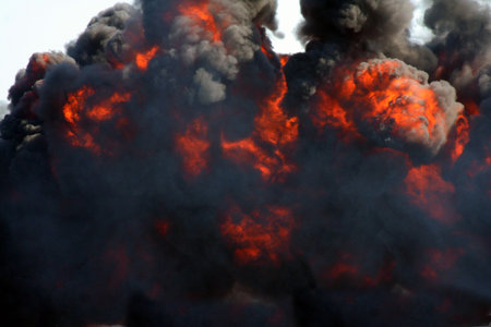 explosion and black smoke