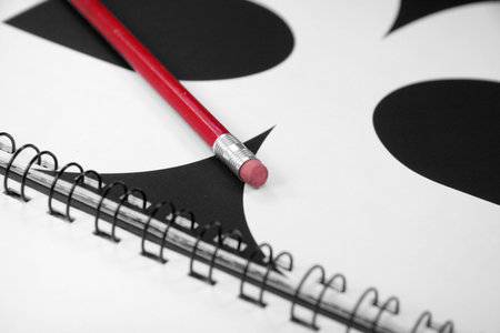 artwork and red pencil, concept of learning art and designの写真素材