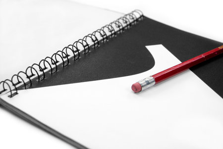 artwork and red pencil, concept of learning art and design