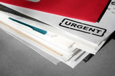 urgent letters, business concept of processing mailsの写真素材