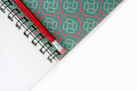 artwork and red pencil, concept of learning art and design