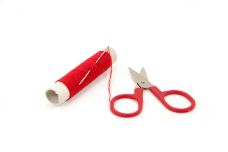 clothing repairing kit with scissorsの写真素材