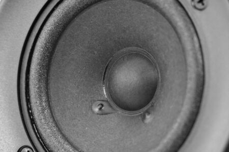 a generic black subwoofer, close upの写真素材