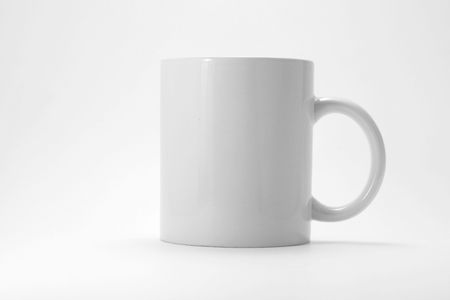 Coffee mug with gray backgroundの写真素材