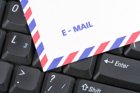 keyboard and air mail envelope, email concept