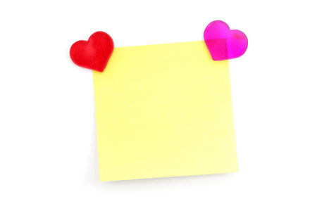 red heart and notepaper, love concept, with white background