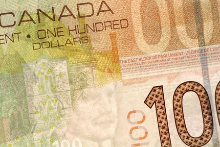 canadian dollars close up shot with back light, business conceptの写真素材
