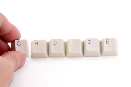 letter keys close up, concept of choiceの写真素材