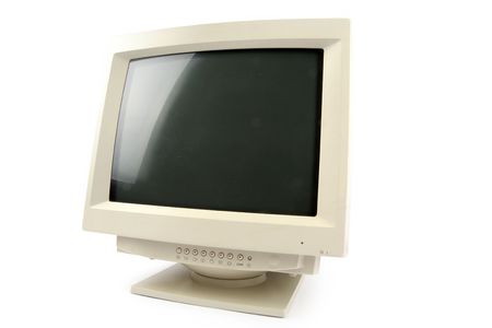isolated old computer crt monitorの写真素材