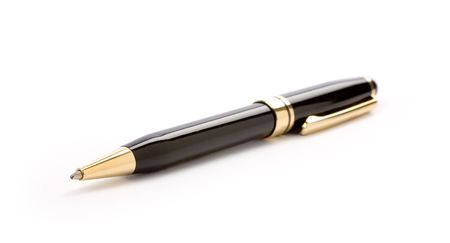 black Ballpoint Pen with white backgroundの写真素材