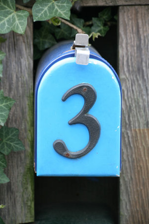 blue mailbox close up shotの写真素材