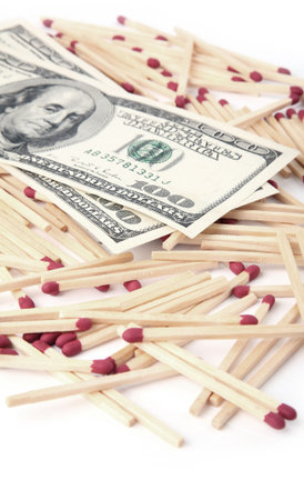 matchs and dollars, concept of financial risk