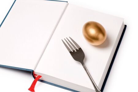 golden egg and book, concept of educationの写真素材