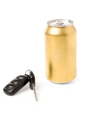 beer and car key, concept of drinking and driving の写真素材