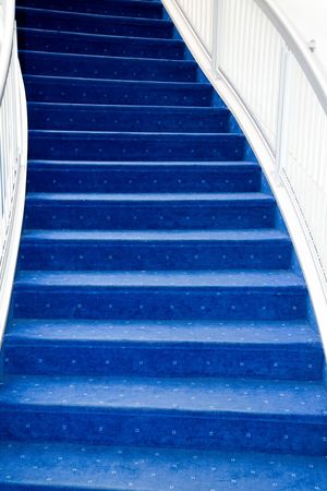 stair with luxury blue carpetの写真素材