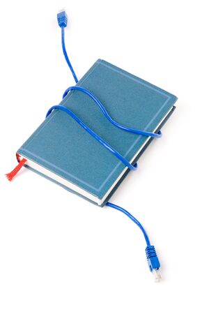 Network cable and book, concept of online educationの写真素材